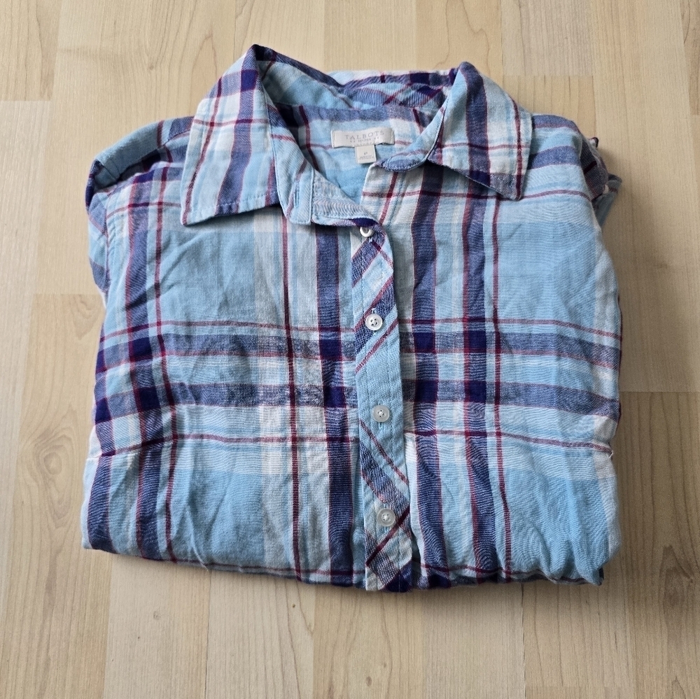 Talbots peite plaid button down size p (petite xs)